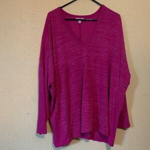 Terra & Sky Fuchsia V-Neck Sweatshirt